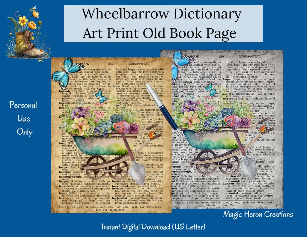 wheelbarrow on dictionary page