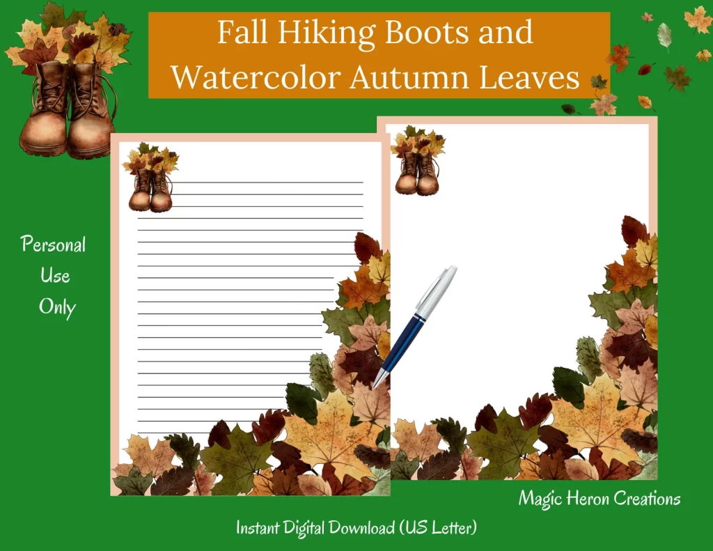fall hiking boots stationery