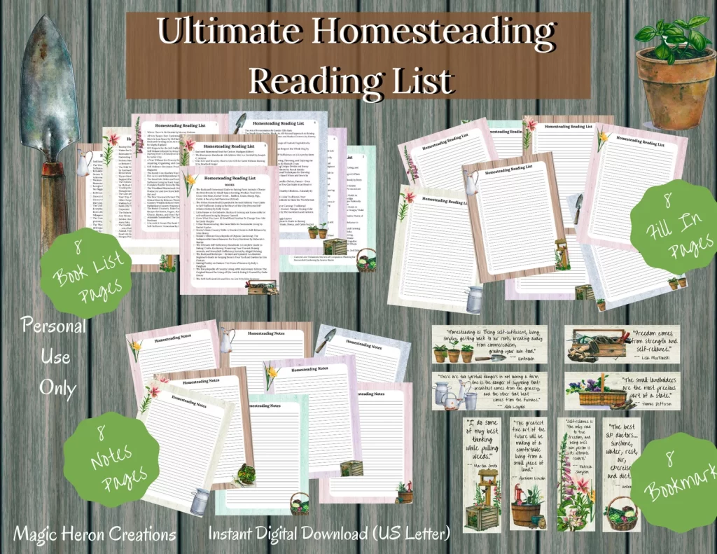 homesteading reading list printable