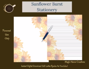 stationery with sunflowers